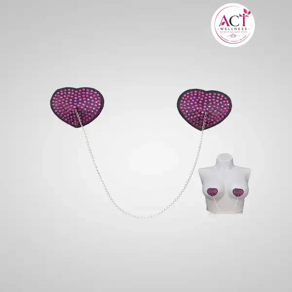1 Pair Sexy Heart Shape Chain Nipple Cover Women Breast Wear Stickers - Buy Online in India | act wellness - view 1
