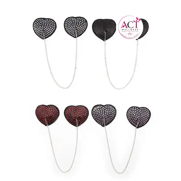 1 Pair Sexy Heart Shape Chain Nipple Cover Women Breast Wear Stickers - Product Gallery View 3 | act wellness