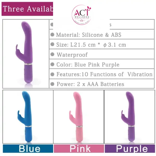 10 Speed Waterproof Rabbit Vibrator - Product Gallery View 2 | act wellness