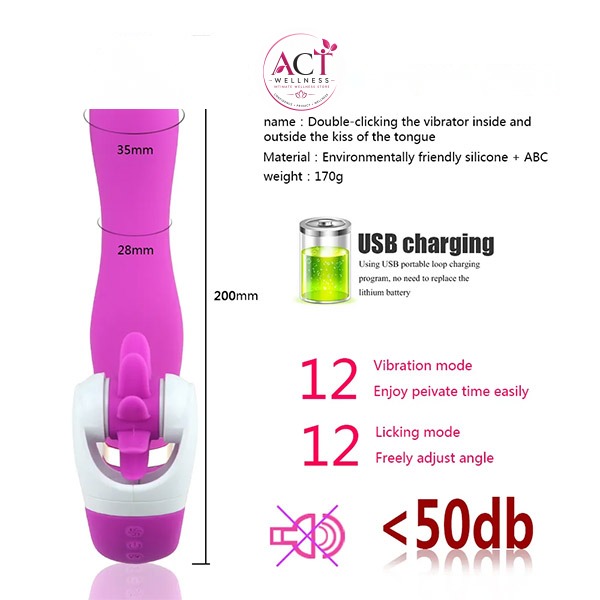 12 Speed Rotation Oral Sex Tongue Licking Toy G Spot Vibrators - Product Gallery View 3 | act wellness