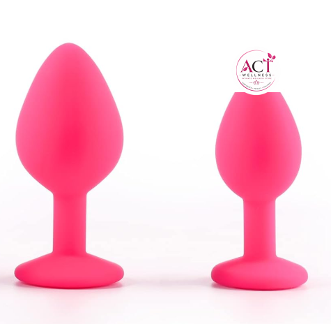 2 Pcs Silicone Jeweled Anal Butt Plugs - Product Gallery View 4 | act wellness