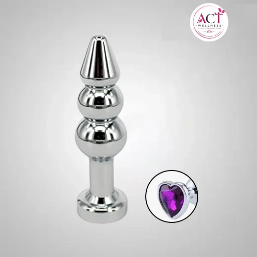 3 Bead Steel Heart shape Butt Plug - Buy Online in India | act wellness - view 1