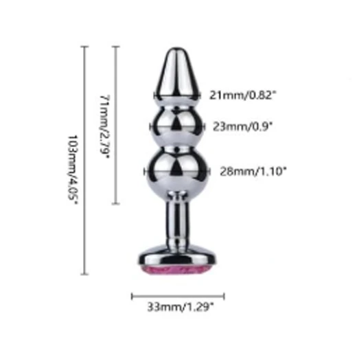 3 Bead Steel Heart shape Butt Plug - Product Gallery View 2 | act wellness