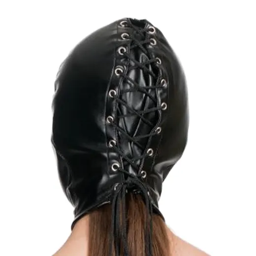 3 Open Sex Fetish Slave Hood Leather Mask - Product Gallery View 3 | act wellness