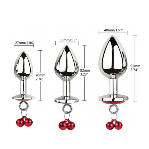 3 Pcs Luxury Round Shaped Anal Butt Plug With Clamps - Product Gallery View 5 | act wellness