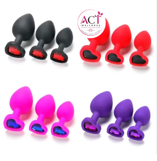3PCS Silicone Anal Plug Training Kit with Heart Shaped - Product Gallery View 2 | act wellness