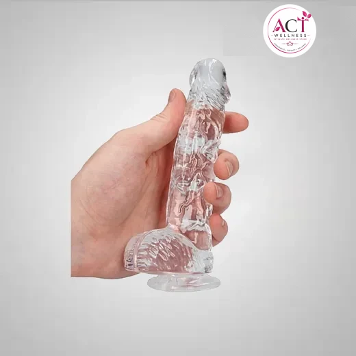 6.5 Inch Transparent Suction Slim Dildo - act wellness