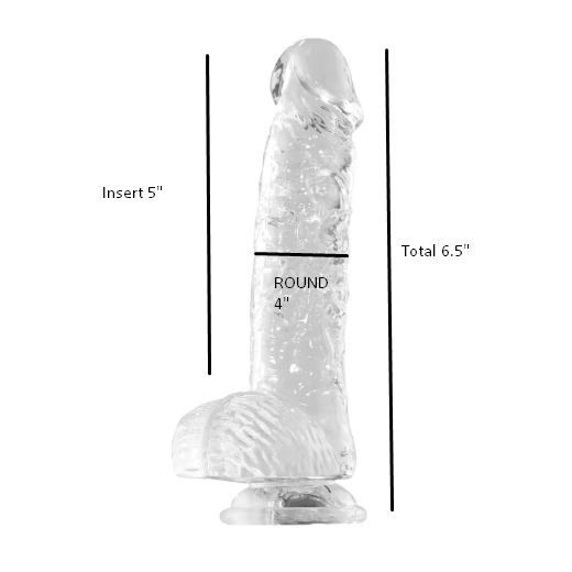 6.5 Inch Transparent Suction Slim Dildo - Product Gallery View 2 | act wellness
