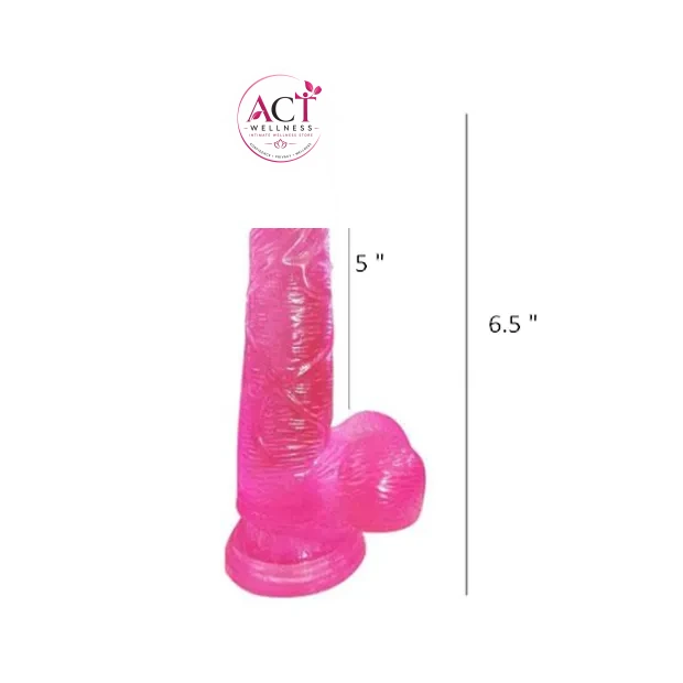 6.5 Pink Jelly Transparent Dildo - Product Gallery View 2 | act wellness