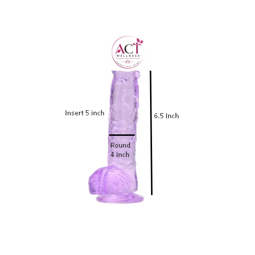 6.5 Purple Light Suction Slim Dildo - Product Gallery View 3 | act wellness