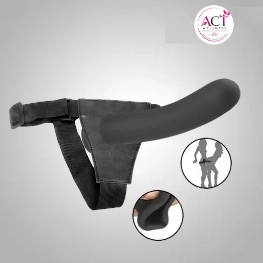 6 Inch Curved Cup Flexible Smooth Silicone Anal Dildo With Belt - act wellness