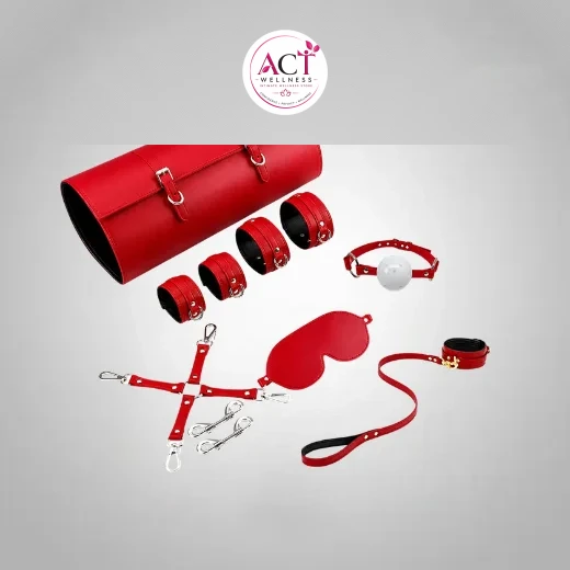 6 Pcs Red/Black Luxury Leather Bdsm kit - Buy Online in India | act wellness - view 1