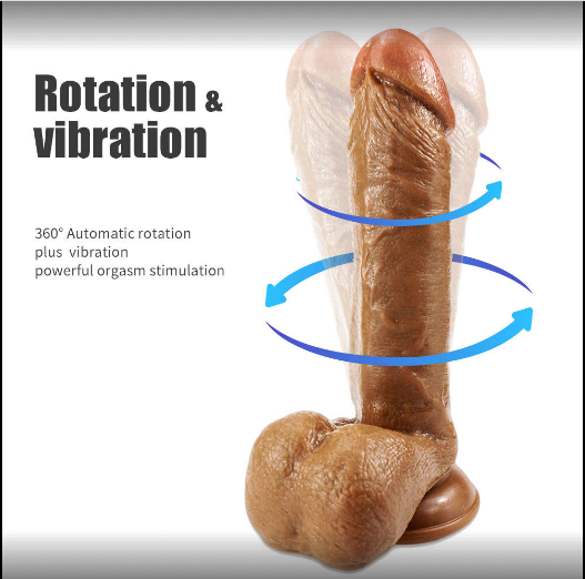 8.5 Inch Rotation Vibrating Women Brown Dildos - Product Gallery View 4 | act wellness