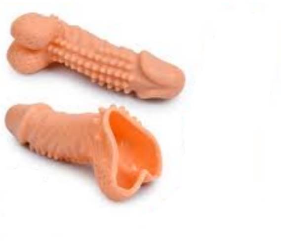 8.9 Inch Long Realistic Dotted Penis Sleeve With Balls - Product Gallery View 3 | act wellness