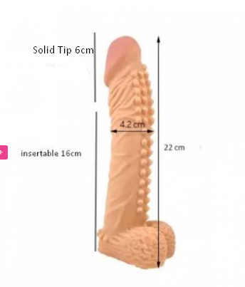 8.9 Inch Long Realistic Dotted Penis Sleeve With Balls - Product Gallery View 4 | act wellness