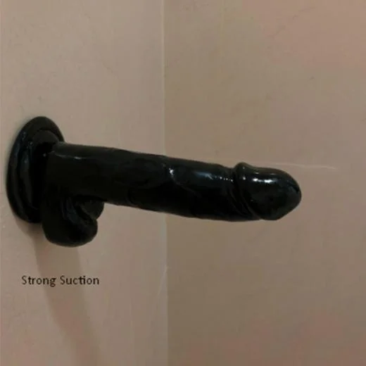 8 Inch Black Shining Strong Suction Dildo - Product Gallery View 3 | act wellness