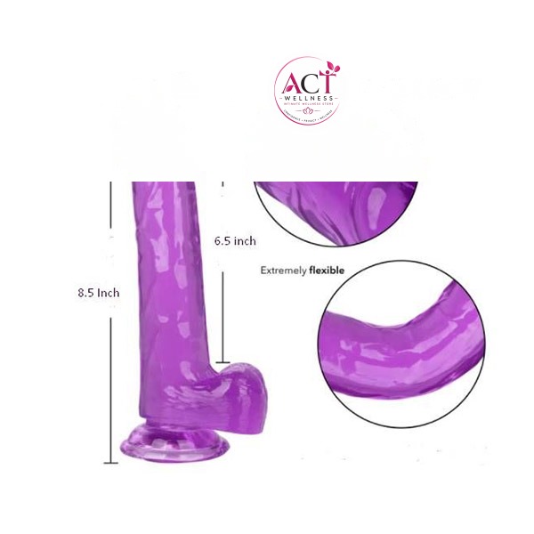 8.5 inch Realistic Flexible Dildo with Suction Cup Purple - Product Gallery View 2 | act wellness