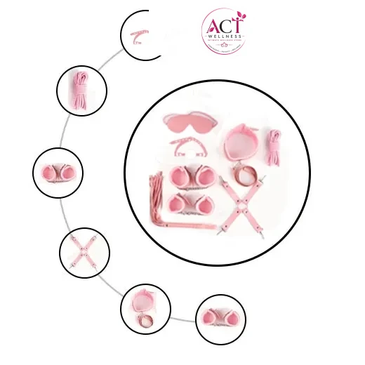 8Pcs Luxury Pink BDSM Kit - Product Gallery View 2 | act wellness