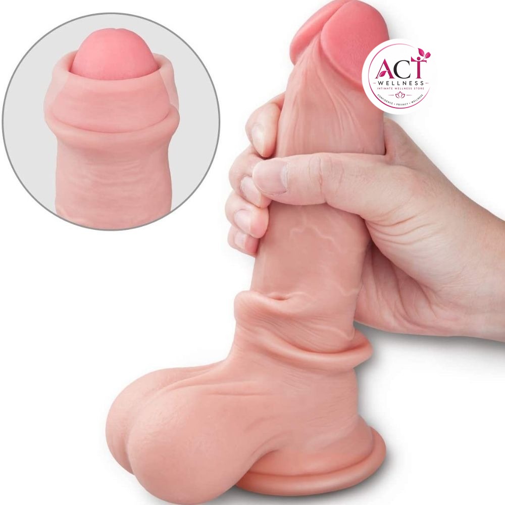 9 Inches Realistic Foreskin Dildo - Product Gallery View 4 | act wellness