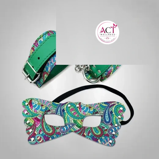 Adjustable Colorful Wrist Cuffs and Blindfold Set - Buy Online in India | act wellness - view 1