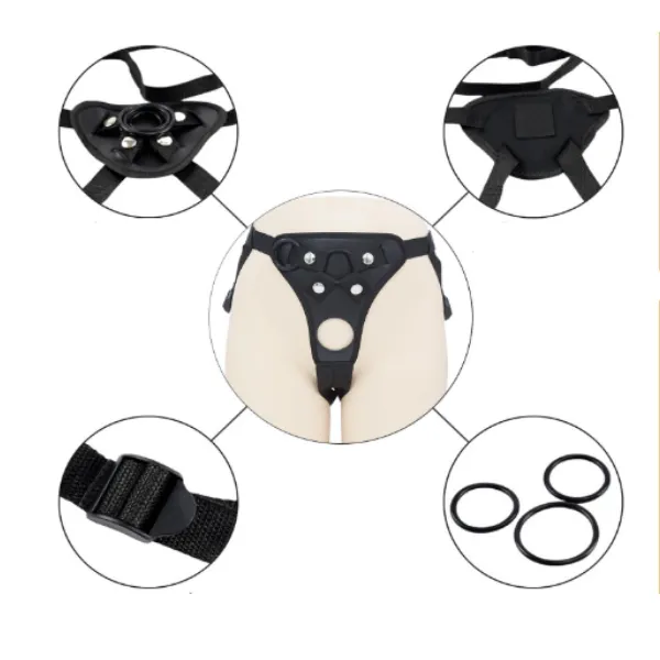 Adjustable Strap-on Double Dildo Hole Harness Lesbian Couple Belt - Product Gallery View 2 | act wellness
