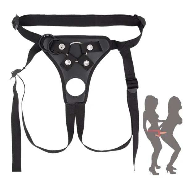 Adjustable Strap-on Double Dildo Hole Harness Lesbian Couple Belt - Product Gallery View 3 | act wellness