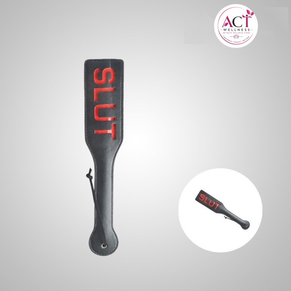 Adult Game SLUT PU Leather Hand Shank Whip (Pink /Black/Red) - Buy Online in India | act wellness - view 1