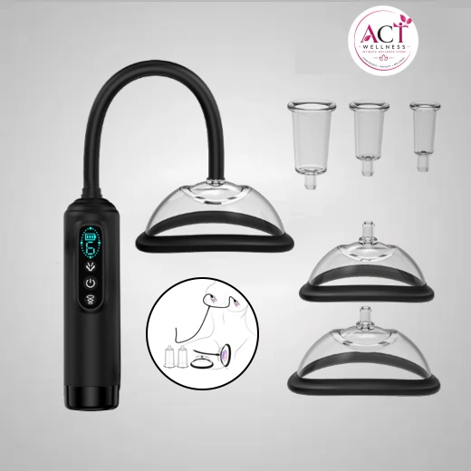 Automatic Vacuum Clitoral Breast & Vagina Pumps with 5 Size Cups - act wellness