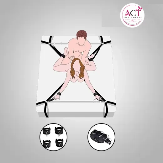 Bed Restraints with Hand Cuffs & Ankle Cuff Premium Straps Bondage - Buy Online in India | act wellness - view 1