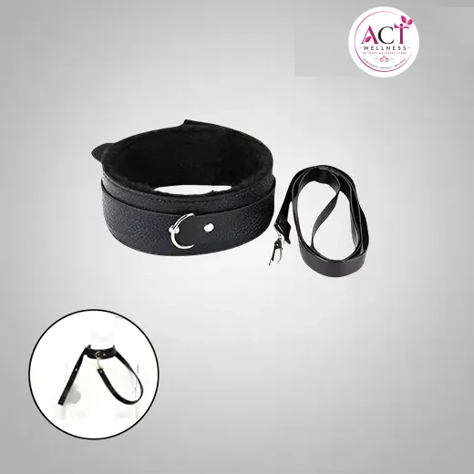 Black Collar with Leash Fetish BDSM Dog Slave - Buy Online in India | act wellness - view 1