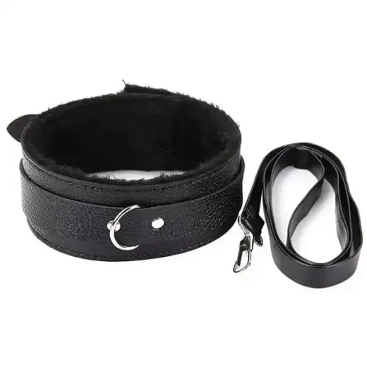 Black Collar with Leash Fetish BDSM Dog Slave - Product Gallery View 2 | act wellness