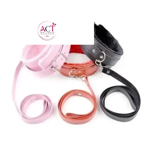 Black Collar with Leash Fetish BDSM Dog Slave - Product Gallery View 3 | act wellness
