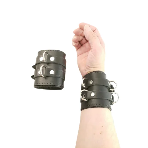 Black Double Buckle Handcuffs - Product Gallery View 4 | act wellness