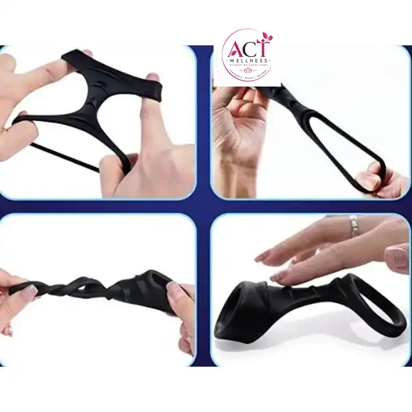 Black Dual Cock Ring Cradle - Product Gallery View 3 | act wellness