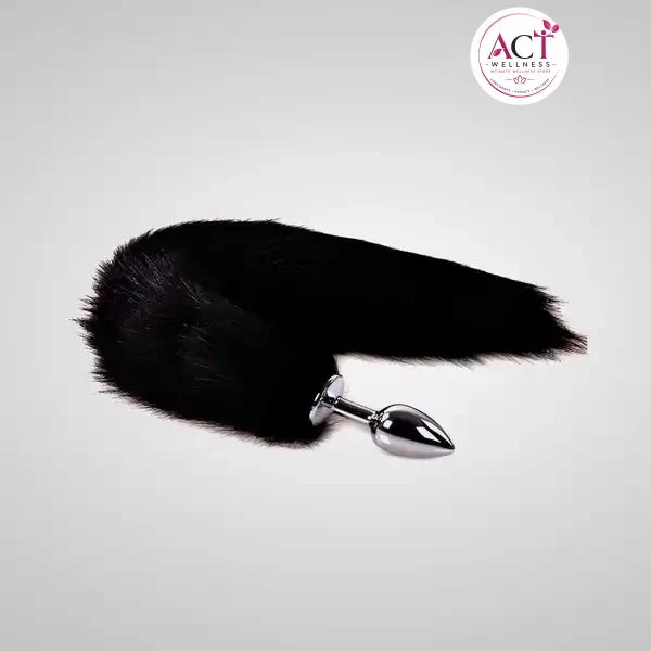 Black Fox Tail Stainless Steel Anal Plug - Buy Online in India | act wellness - view 1