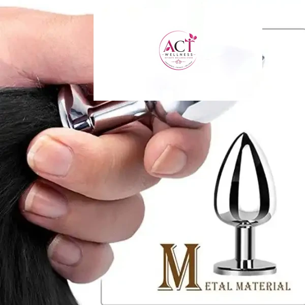 Black Fox Tail Stainless Steel Anal Plug - Product Gallery View 2 | act wellness