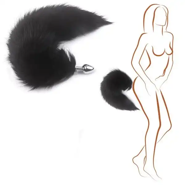 Black Fox Tail Stainless Steel Anal Plug - Product Gallery View 4 | act wellness