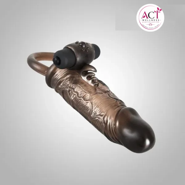 Black Penis Extender Sleeve Delay Ejaculation with vibration - Buy Online in India | act wellness - view 1