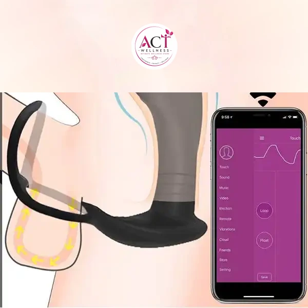 Bluetooth APP Control Prostate Massager With Penis Ring - Product Gallery View 4 | act wellness