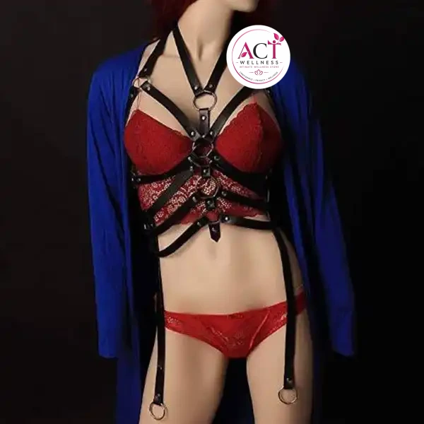 Body Leather Harness Set Bra - Product Gallery View 3 | act wellness