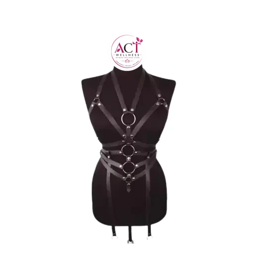 Body Leather Harness Set Bra - Product Gallery View 4 | act wellness