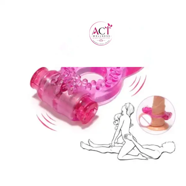 Clit Dual Vibrating Cock Ring Butterfly Ring - Product Gallery View 3 | act wellness