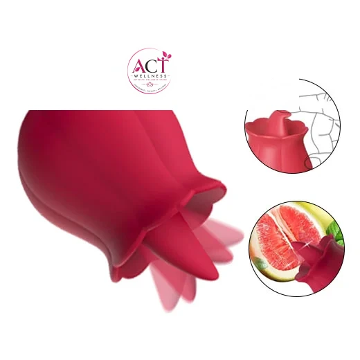 Clitoral Rose Sex Toys Multi Vibrator Stimulator for Women Licking Tongue - Product Gallery View 3 | act wellness