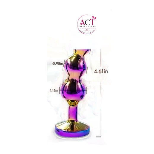Colorful Curved 4 Bead Stimulating Unisex Butt Plug - Product Gallery View 2 | act wellness