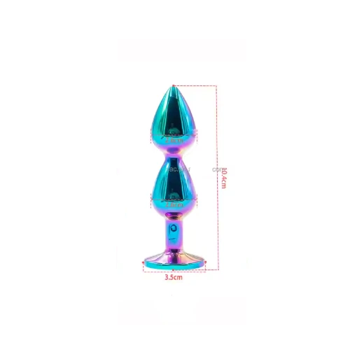 Colorful Metal 2 Beads Crystal Masturbation Anal Plug - Product Gallery View 2 | act wellness