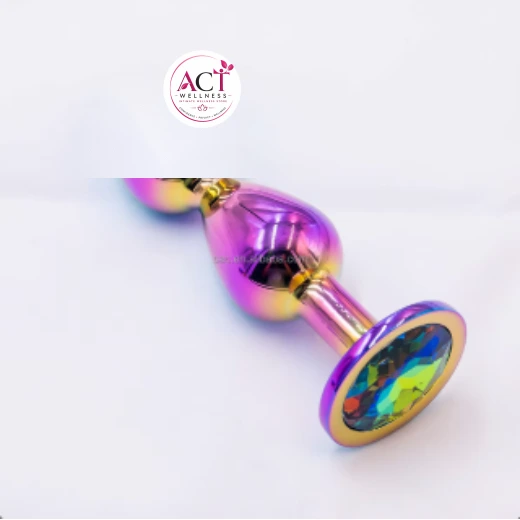 Colorful Metal 2 Beads Crystal Masturbation Anal Plug - Product Gallery View 3 | act wellness