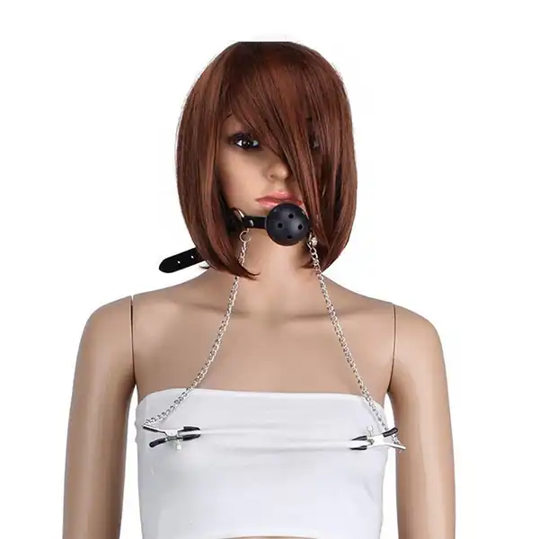 Couple Nipple Clamps Mouth Ball Gag Kit for Women - Product Gallery View 4 | act wellness