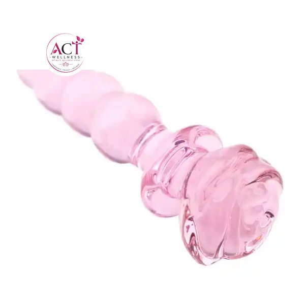 Pink Crystal Glass Anal Butt Plug - Product Gallery View 2 | act wellness
