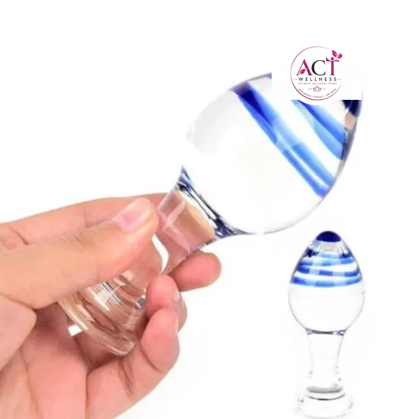 Crystal Premium Glass Butt Plug(Brown,Blue) - Product Gallery View 3 | act wellness