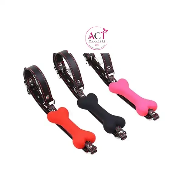 Dog Bone Neck Strap Sex Toys Leather Mouth Gag - Product Gallery View 2 | act wellness